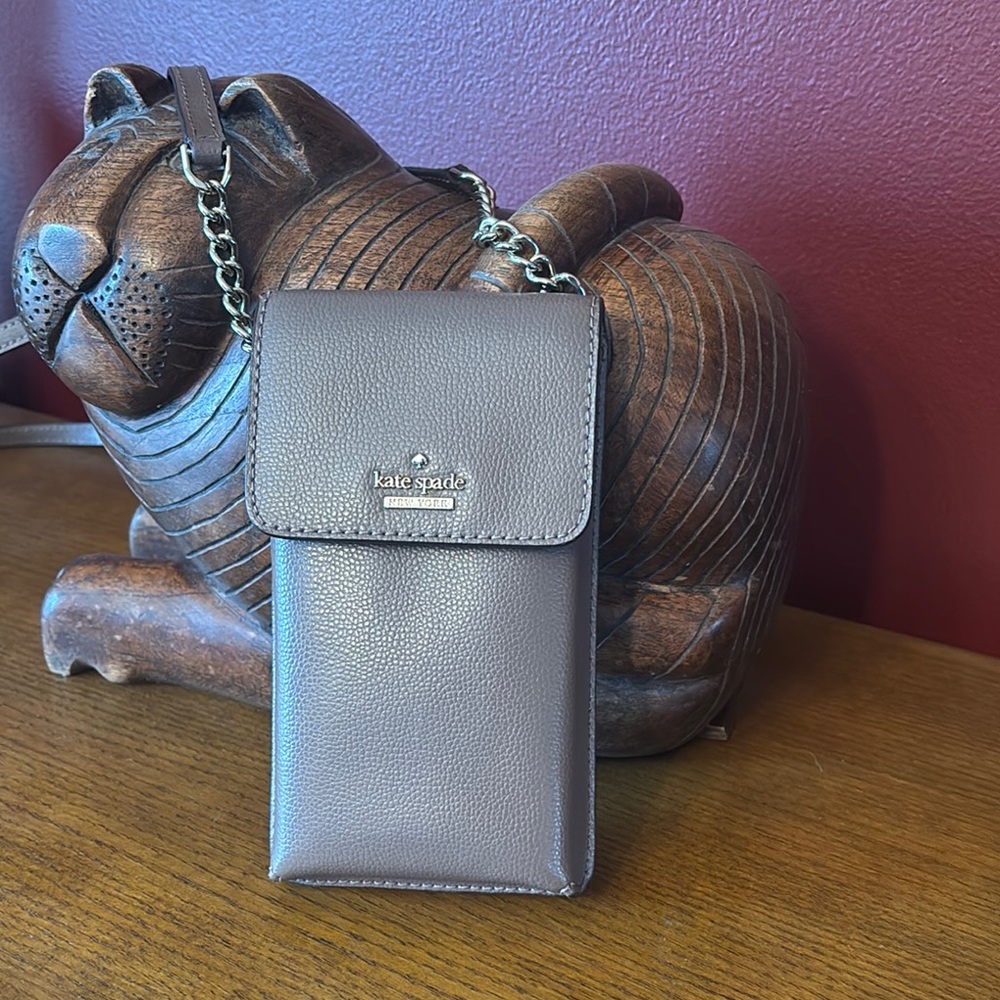 Kate Spade mauve Gray Leather Crossbody Bag